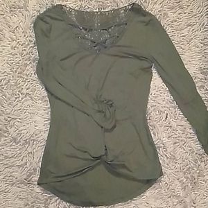 Olive xs crocheted back top